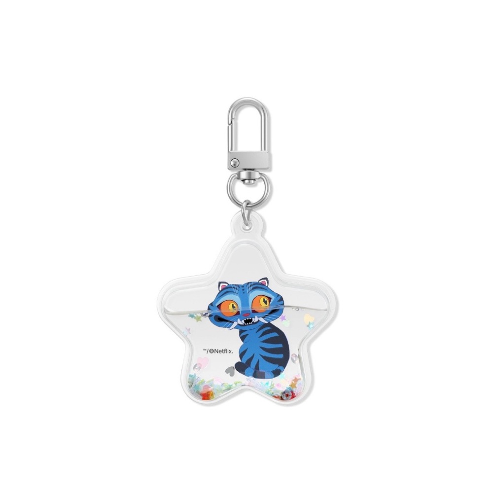 K-Pop Demon Hunters Derpy Tiger Aqua Glitter Keyring Bag Charm